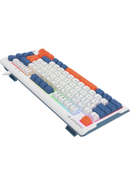 Kb-75 Membran Klavye Sessiz Klavye Rgb Aydınlatmalı Q Oyuncu Klavyesi Gaming Klavye Mavi/Turuncu