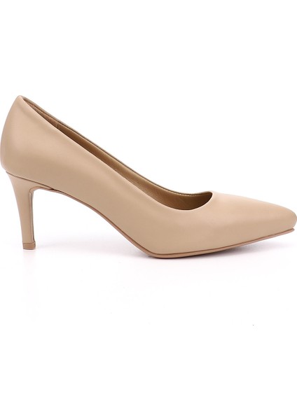 Kadın Nude Sivri Burun Ince Topuklu Hakiki Deri Stiletto