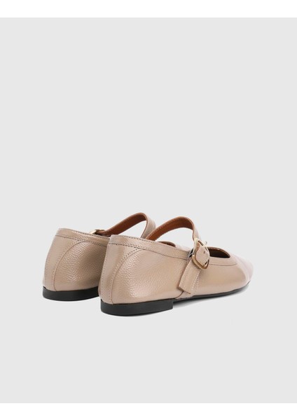 Kaori Kırışık Rugan Deri Koyu Vizon Kadın Loafer Ayakkabı