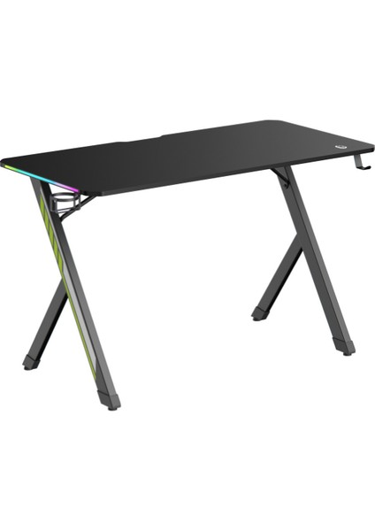 Rgb Işıklı Oyuncu Masası – 120X60 cm | Kulaklık Askısı ve Bardaklık Dahil