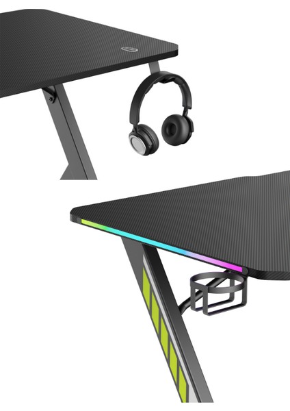 Rgb Işıklı Oyuncu Masası – 120X60 cm | Kulaklık Askısı ve Bardaklık Dahil indirimleri