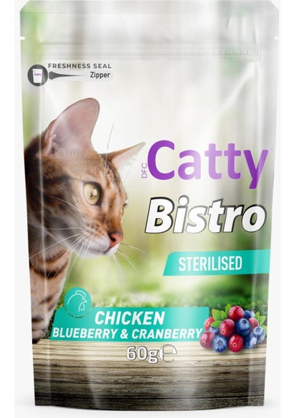 Bistro Kısırlaştırılmış Tavuklu_yaban Mersinli_kızılcıklı 60G (Sterılısed)