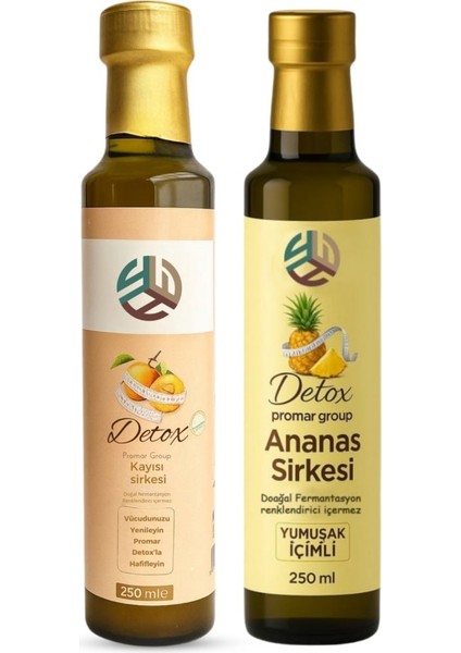 detox ananas sirkesi 250 ml + kayısı 250 ml
