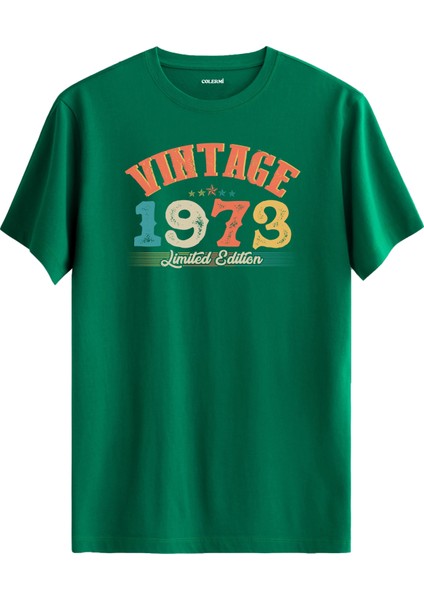 Echo Vintage Tişört 1973 Tarihli Doğum Günü Hediyesi Bisiklet Yaka Vintage Tshirt