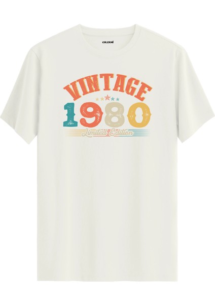 Echo Vintage Tişört 1980 Tarihli Doğum Günü Hediyesi Bisiklet Yaka Vintage Tshirt