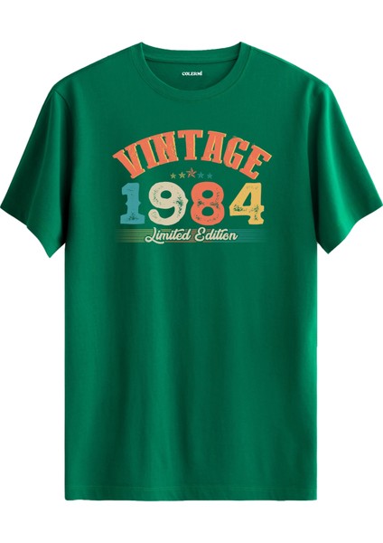Echo Vintage Tişört 1984 Tarihli Doğum Günü Hediyesi Bisiklet Yaka Vintage Tshirt