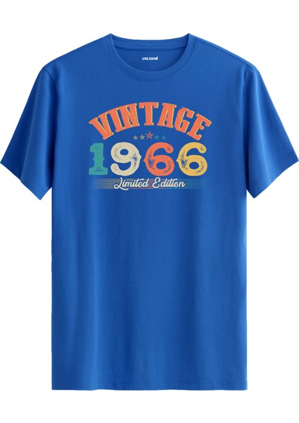 Echo Vintage Tişört 1966 Tarihli Doğum Günü Hediyesi Bisiklet Yaka Vintage Tshirt
