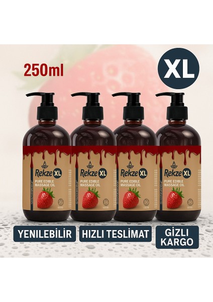 4 Adet Büyük Boy Gül Aromalı Masaj Yağı Etkili Yenilir Aromaterapi 250 ml