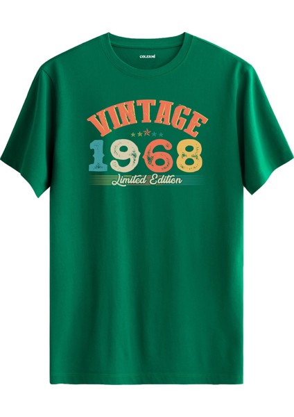 Echo Vintage Tişört 1968 Tarihli Doğum Günü Hediyesi Bisiklet Yaka Vintage Tshirt