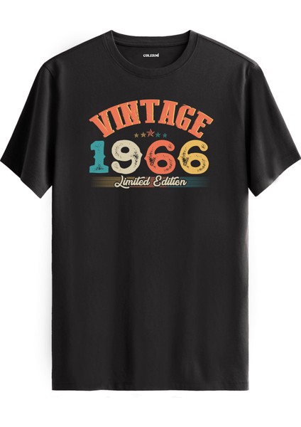 Echo Vintage Tişört 1966 Tarihli Doğum Günü Hediyesi Bisiklet Yaka Vintage Tshirt