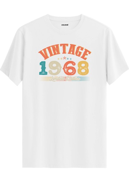 Echo Vintage Tişört 1968 Tarihli Doğum Günü Hediyesi Bisiklet Yaka Vintage Tshirt