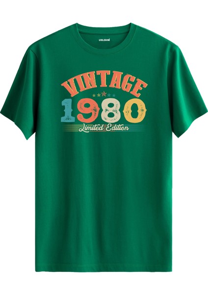 Echo Vintage Tişört 1980 Tarihli Doğum Günü Hediyesi Bisiklet Yaka Vintage Tshirt