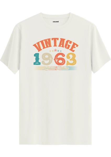 Echo Vintage Tişört 1963 Tarihli Doğum Günü Hediyesi Bisiklet Yaka Vintage Tshirt