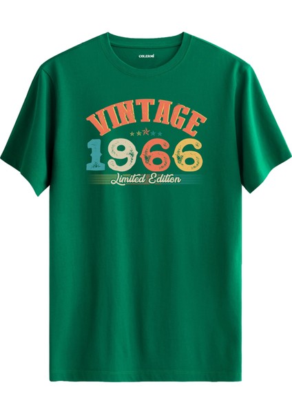 Echo Vintage Tişört 1966 Tarihli Doğum Günü Hediyesi Bisiklet Yaka Vintage Tshirt