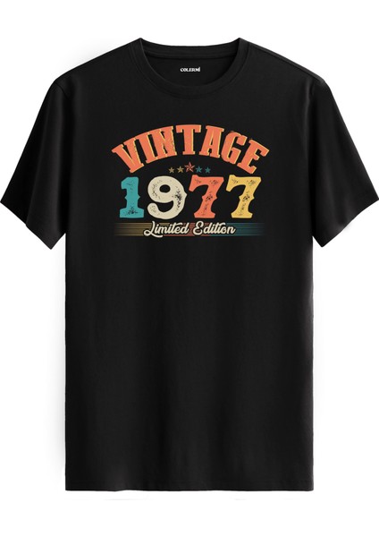 Echo Vintage Tişört 1977 Tarihli Doğum Günü Hediyesi Bisiklet Yaka Vintage Tshirt