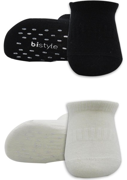 Bistyle 2'li Sneakers Kaymaz Basic Penye Çorap 20103 Siyah Ekru fiyatları