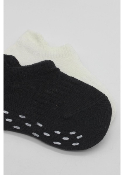 Bistyle 2'li Sneakers Kaymaz Basic Penye Çorap 20103 Siyah Ekru fırsatları