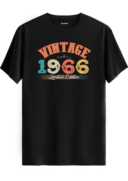 Echo Vintage Tişört 1966 Tarihli Doğum Günü Hediyesi Bisiklet Yaka Vintage Tshirt