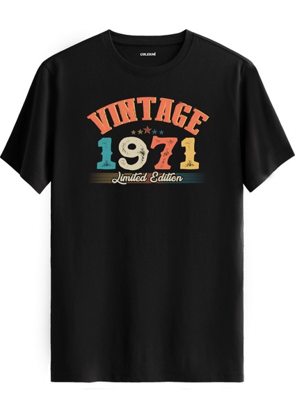 Echo Vintage Tişört 1971 Tarihli Doğum Günü Hediyesi Bisiklet Yaka Vintage Tshirt