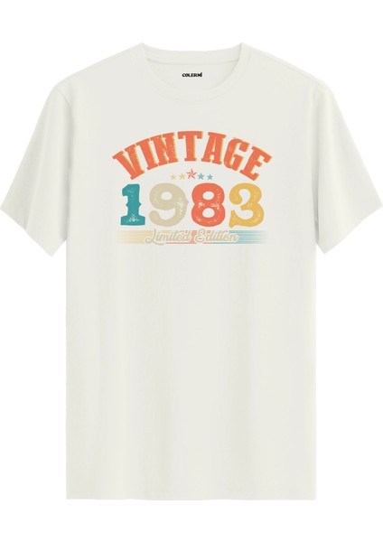 Echo Vintage Tişört 1983 Tarihli Doğum Günü Hediyesi Bisiklet Yaka Vintage Tshirt
