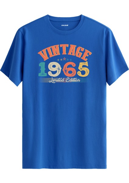 Echo Vintage Tişört 1965 Tarihli Doğum Günü Hediyesi Bisiklet Yaka Vintage Tshirt