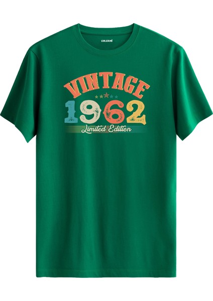 Echo Vintage Tişört 1962 Tarihli Doğum Günü Hediyesi Bisiklet Yaka Vintage Tshirt