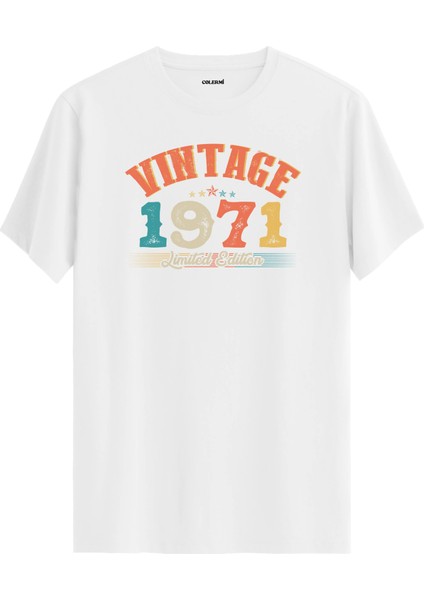 Echo Vintage Tişört 1971 Tarihli Doğum Günü Hediyesi Bisiklet Yaka Vintage Tshirt