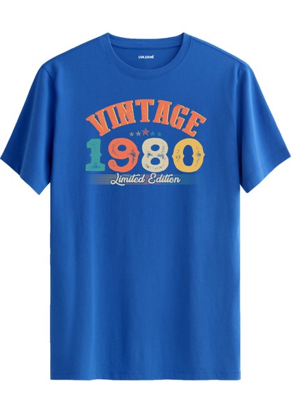 Echo Vintage Tişört 1980 Tarihli Doğum Günü Hediyesi Bisiklet Yaka Vintage Tshirt