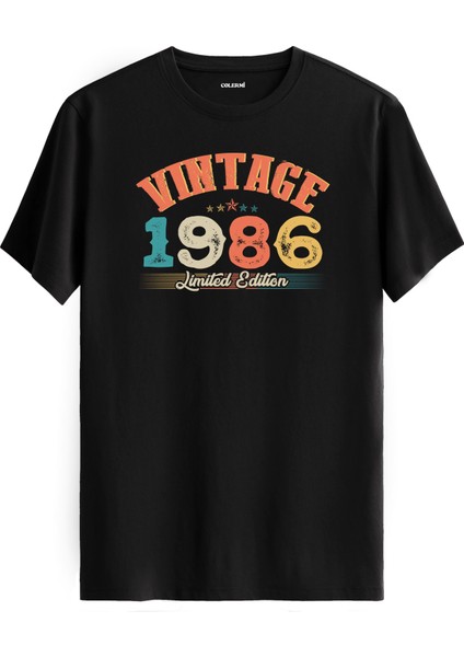Echo Vintage Tişört 1986 Tarihli Doğum Günü Hediyesi Bisiklet Yaka Vintage Tshirt