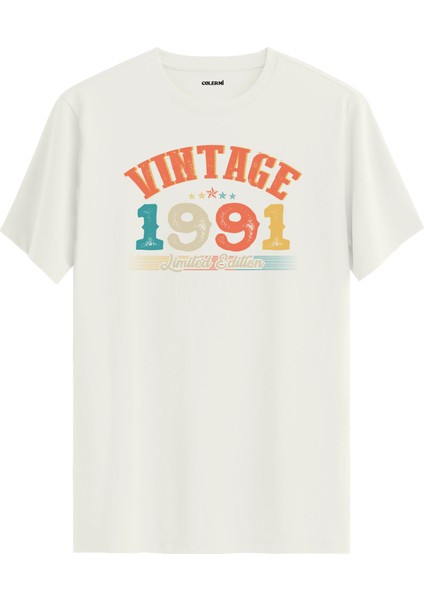 Echo Vintage Tişört 1991 Tarihli Doğum Günü Hediyesi Bisiklet Yaka Vintage Tshirt