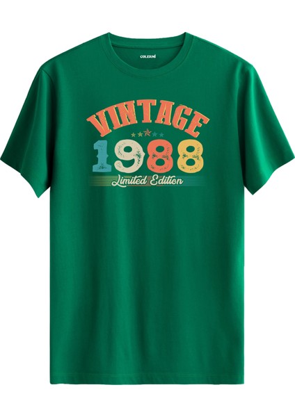 Echo Vintage Tişört 1988 Tarihli Doğum Günü Hediyesi Bisiklet Yaka Vintage Tshirt