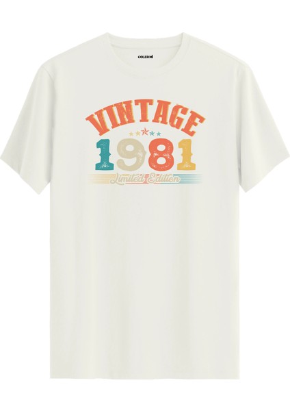 Echo Vintage Tişört 1981 Tarihli Doğum Günü Hediyesi Bisiklet Yaka Vintage Tshirt