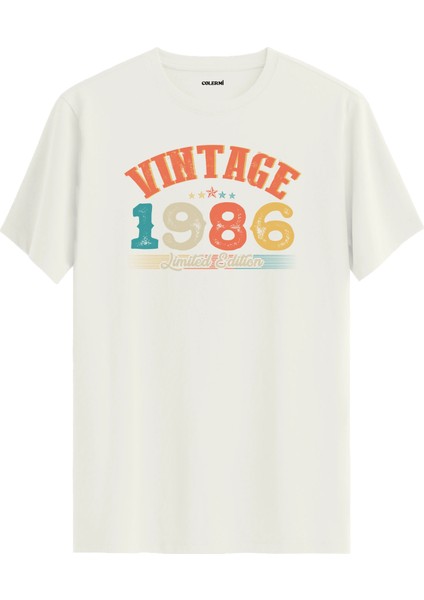 Echo Vintage Tişört 1986 Tarihli Doğum Günü Hediyesi Bisiklet Yaka Vintage Tshirt