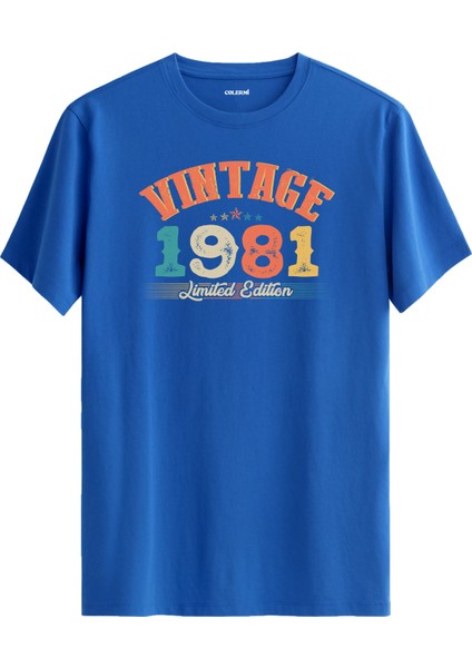 Echo Vintage Tişört 1981 Tarihli Doğum Günü Hediyesi Bisiklet Yaka Vintage Tshirt