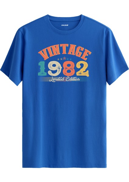 Echo Vintage Tişört 1982 Tarihli Doğum Günü Hediyesi Bisiklet Yaka Vintage Tshirt