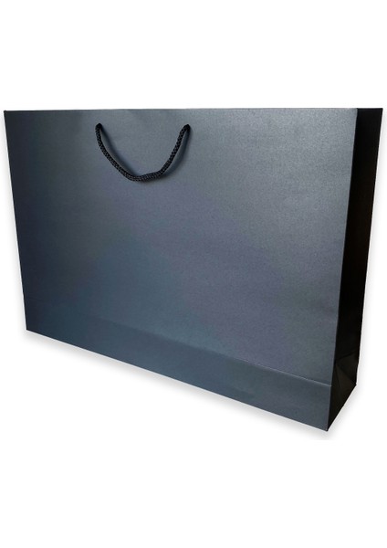 10 Adet Lüks Siyah Karton İpli Çanta (55X37X12)