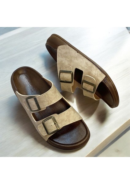 Ortopedik Iki Tokalı Erkek Krem Terlik fırsatları