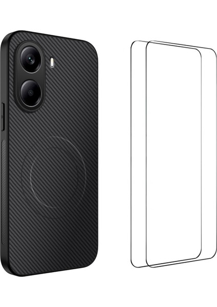 Xiaomi Poco X7 Pro 5g Manyetik Kılıf Karbon Fiber Doku Pc Tpu Telefon Kılıfı 2 Adet Ekran Filmi ile (Yurt Dışından)