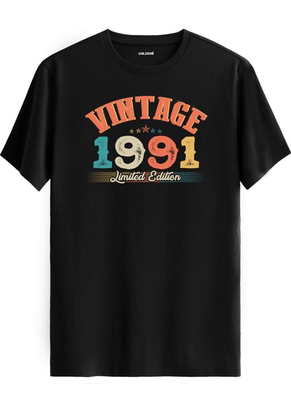 Echo Vintage Tişört 1991 Tarihli Doğum Günü Hediyesi Bisiklet Yaka Vintage Tshirt