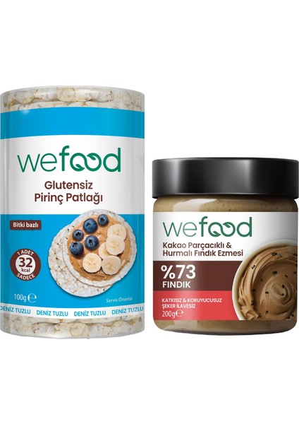 Kakao Parçacıklı Fındık Ezmesi 200 gr + Glutensiz Pirinç Patlağı 100 gr