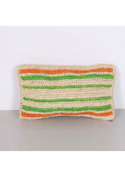 Mylamp Çift Yön Örgü 30X50 Cm. Doğal Renkli Rafya Kırlent