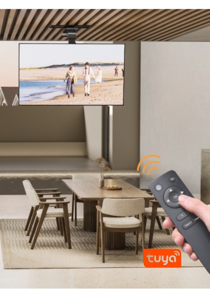 Motorlu Katlanır Tavan Tipi Tv Askı Aparatı (37"-75") – Akıllı Uzaktan Kumandalı