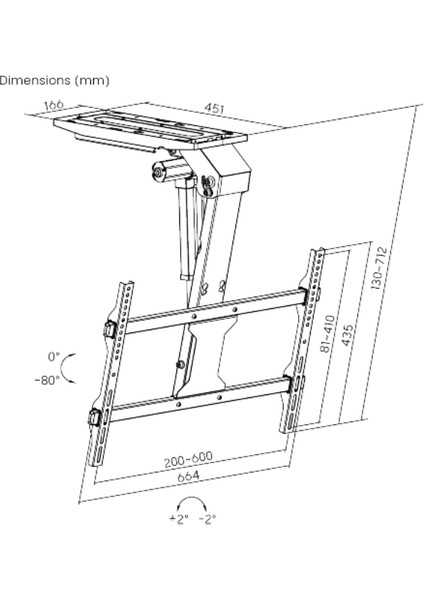 Motorlu Katlanır Tavan Tipi Tv Askı Aparatı (37"-75") – Akıllı Uzaktan Kumandalı