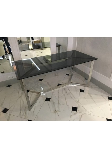 Cton Paslanmaz Metal Cam Yemek Masası