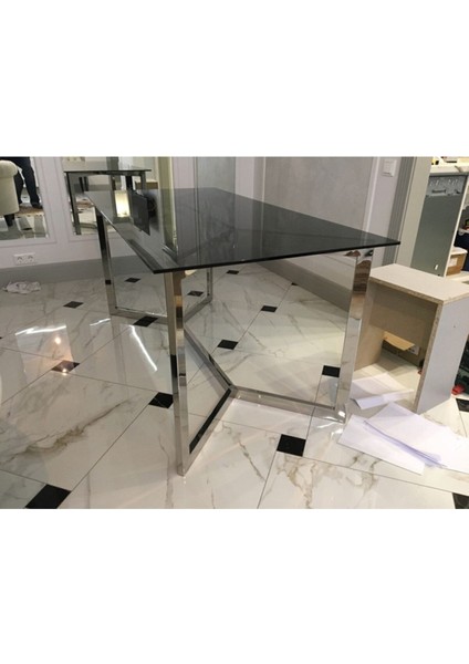 Cton Paslanmaz Metal Cam Yemek Masası fırsatları
