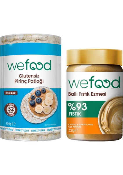 Şekersiz Ham Ballı Fıstık Ezmesi 300 gr + Glutensiz Pirinç Patlağı 100 gr