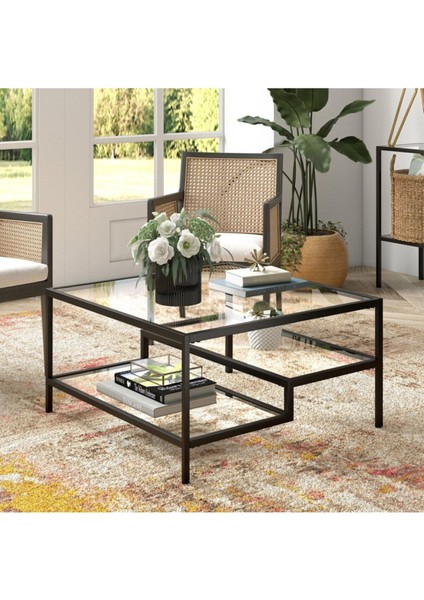 Nou Siyah Metal Kare Orta Sehpa