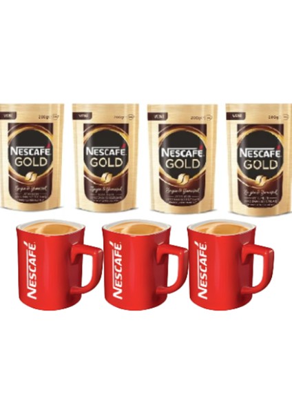 Gold 200 gr *4 + 3 Kupa Bardak