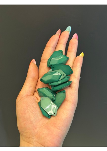 14 Adet 2x1 cm Plastik Dikme Yeşil Boncuk Set modelleri