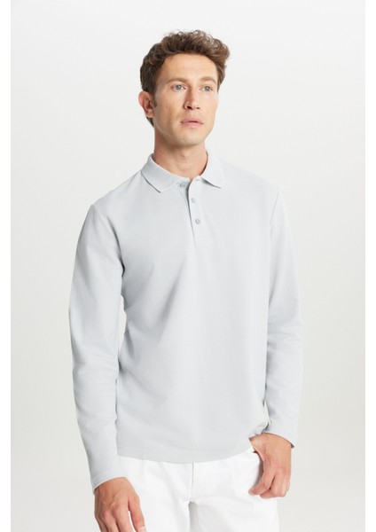 %100 Pamuk Standart Fit Normal Kesim Polo Yaka Sweatshirt